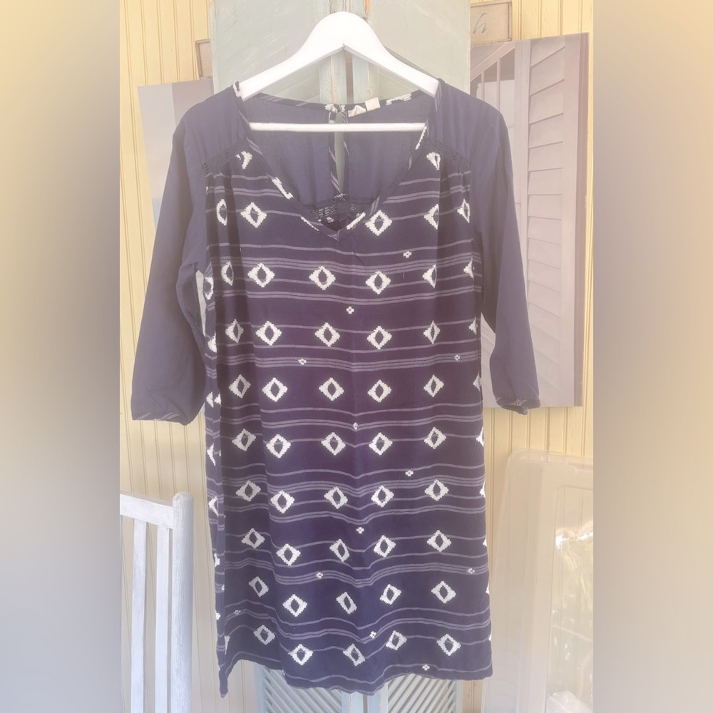 Roxy Navy And White Patterned Tunic - image 1